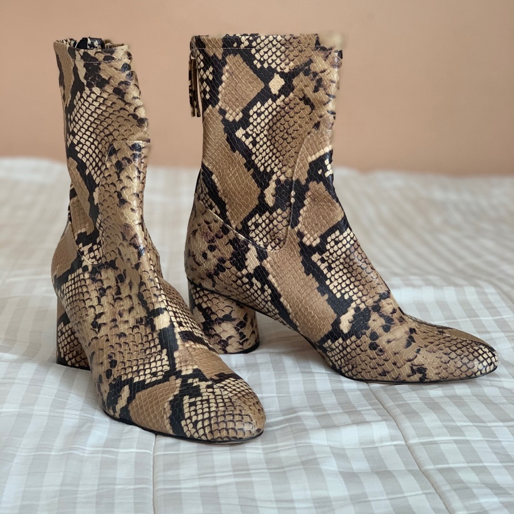 Zara Heeled Animal Print Ankle Boots